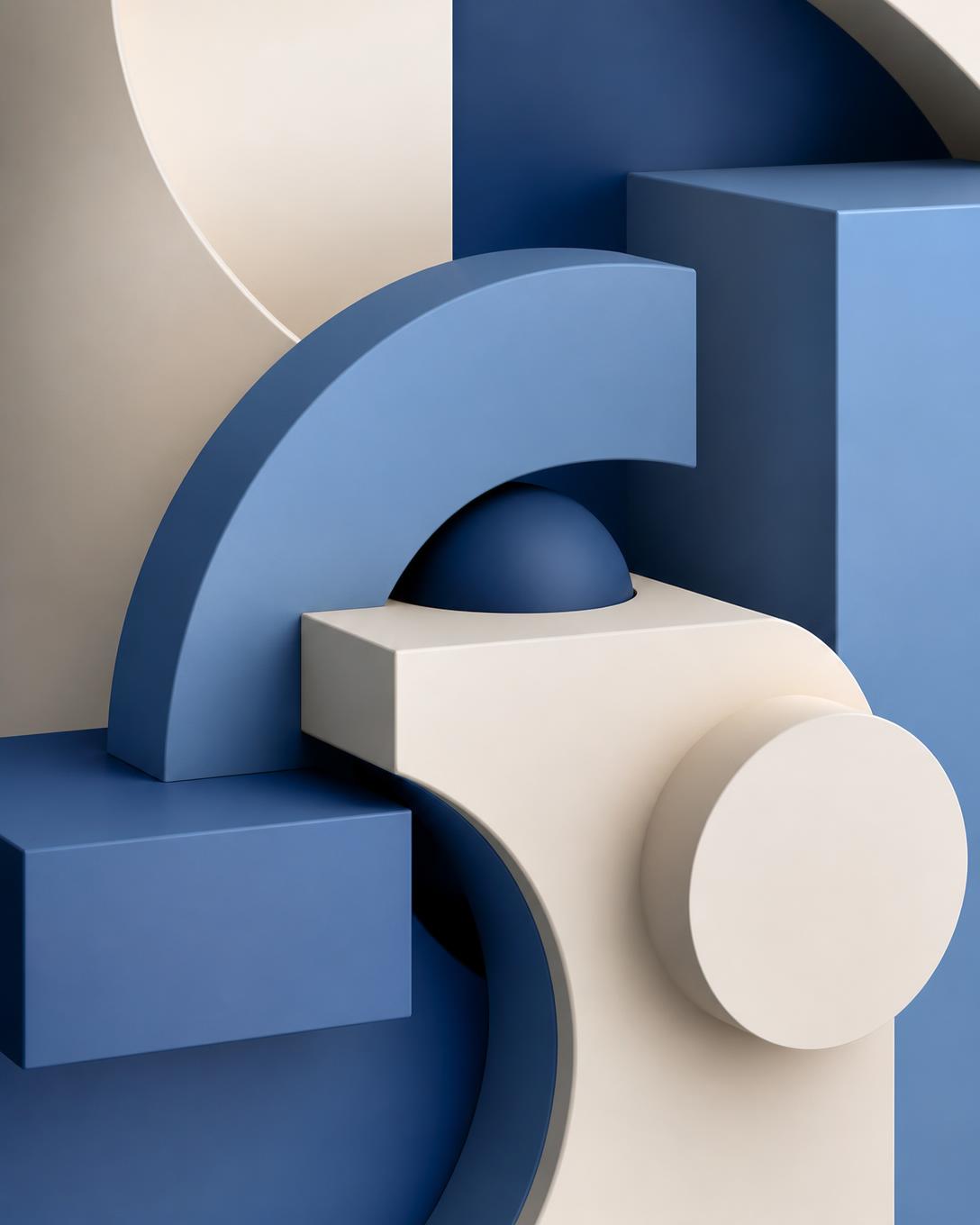 Abstracte vormen die staan voor gestructureerde AI-marketing